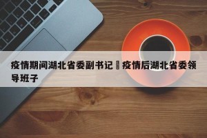 疫情期间湖北省委副书记›疫情后湖北省委领导班子
